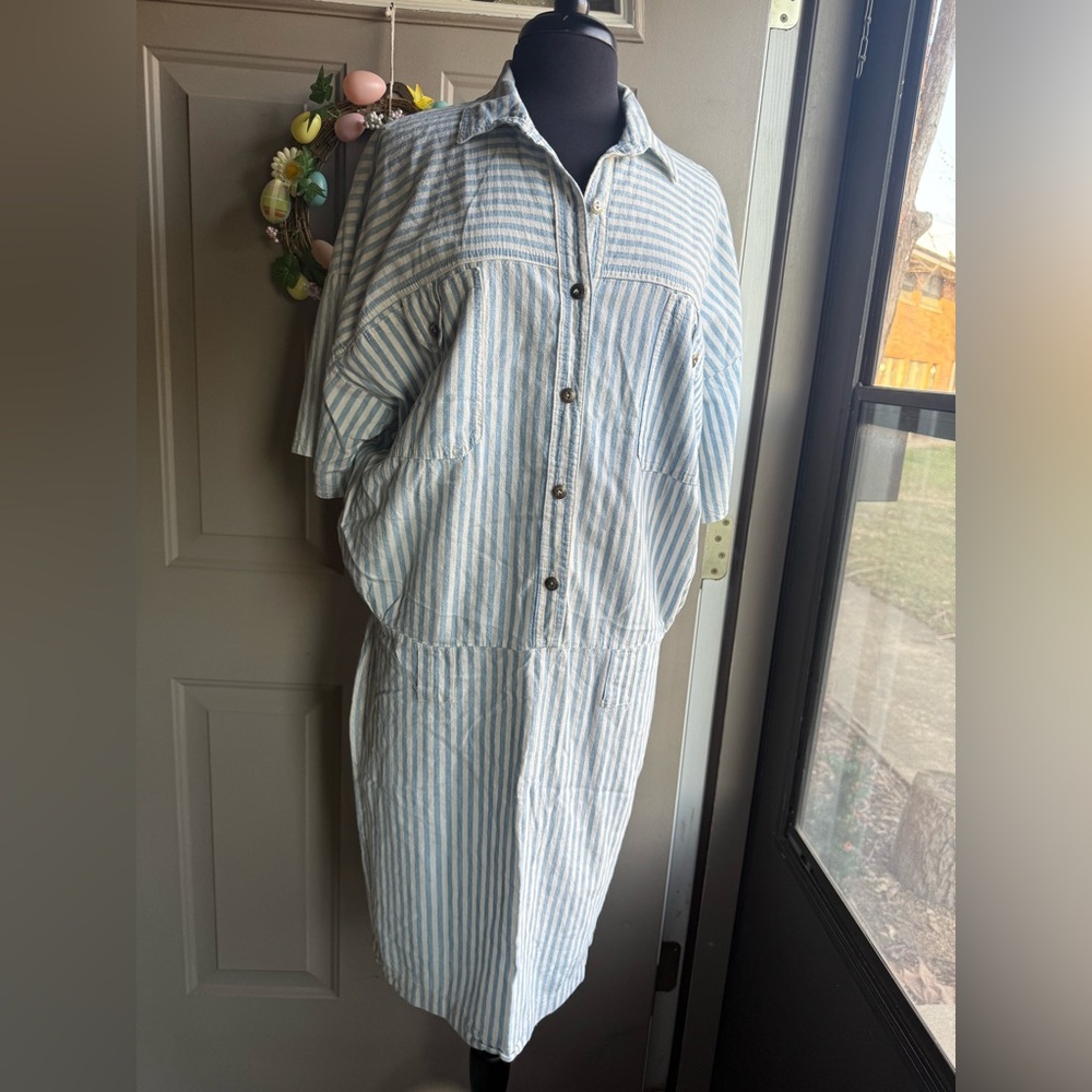 Vintage Rampage striped drop waist cotton dress, size medium